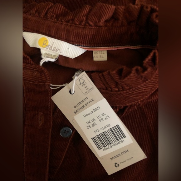 COPY - BODEN Ellen US Sz 8 Tall Rich Chestnut Corduroy Maxi-dress BNWT - Picture 4 of 9